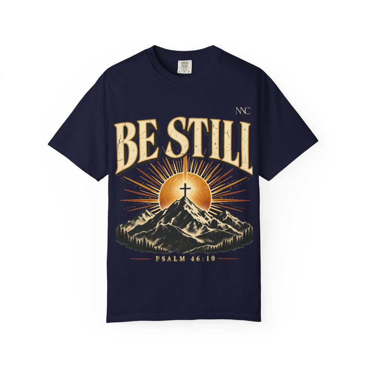 Be Still Mountain T-Shirt — Psalm 46:10 Christian Graphic Tee