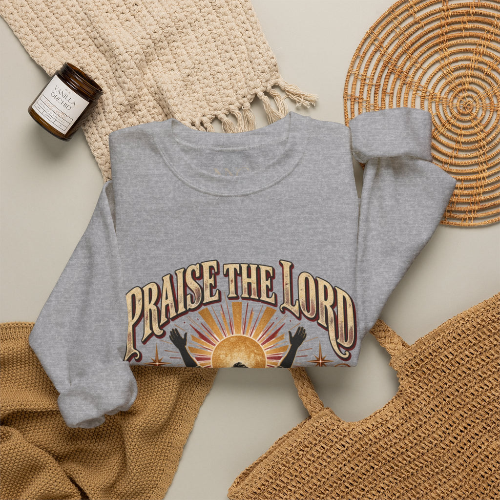 Praise The Lord Crewneck Sweatshirt — Christian Faith Graphic Pullover