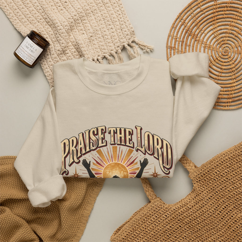 Praise The Lord Crewneck Sweatshirt — Christian Faith Graphic Pullover