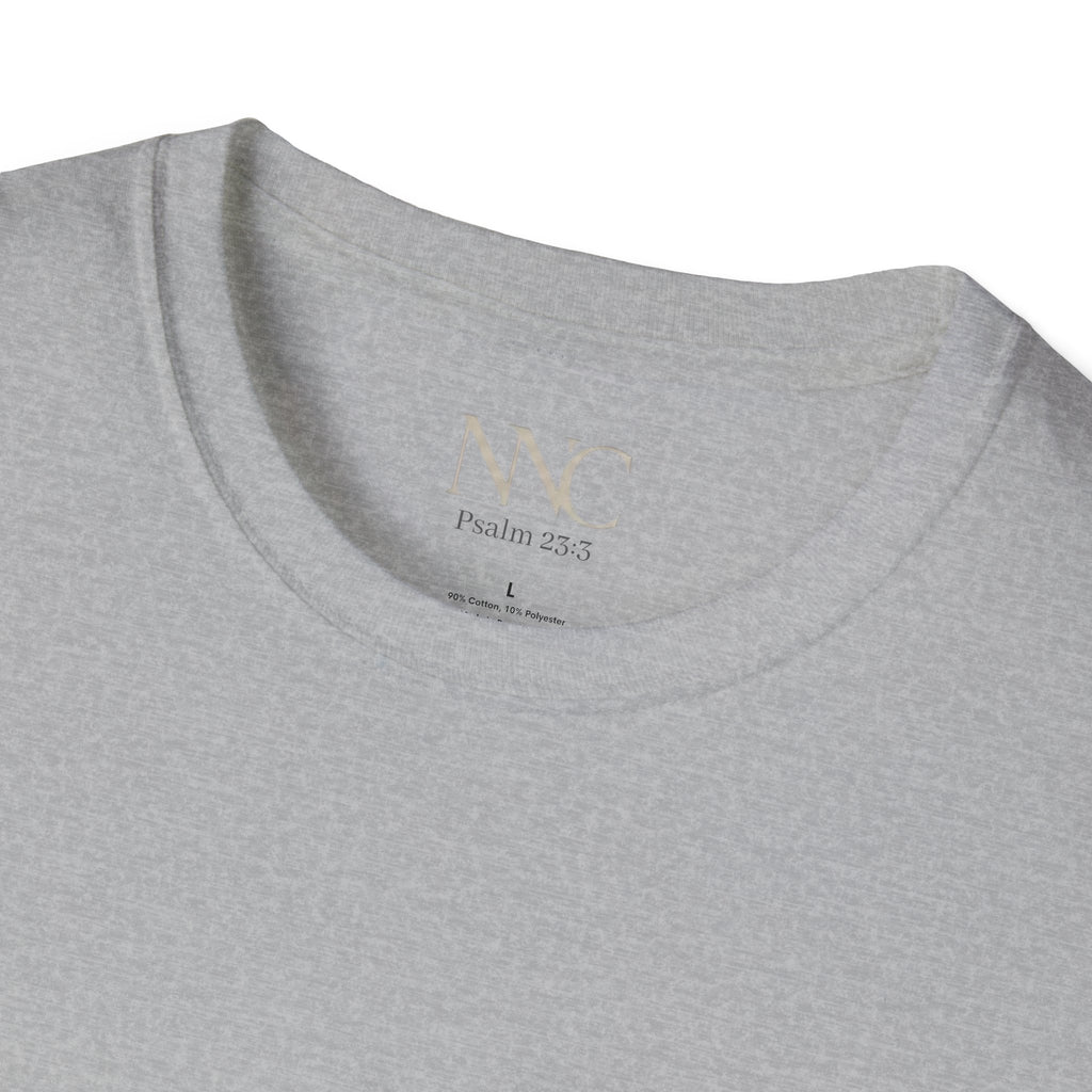 He Restores My Soul T-Shirt — Psalm 23:3 Script Faith Tee