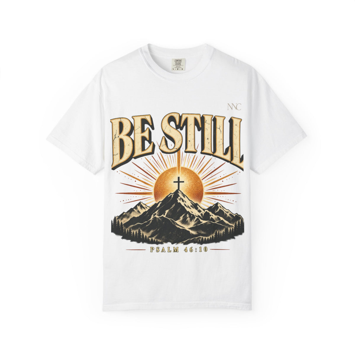 Be Still Mountain T-Shirt — Psalm 46:10 Christian Graphic Tee