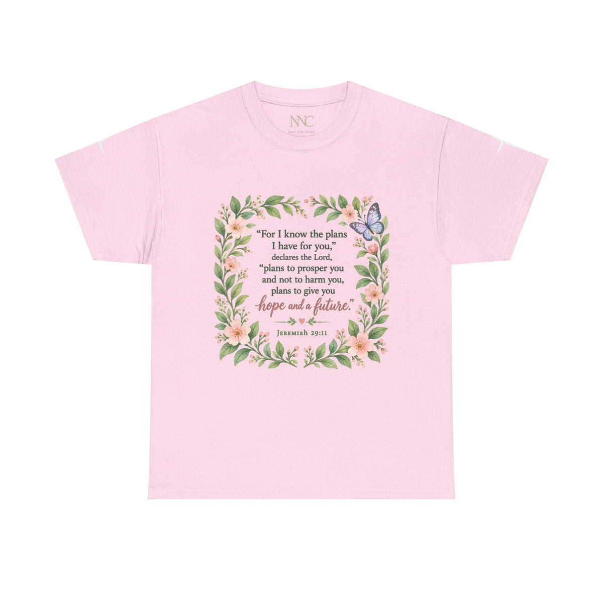 Bloom in His Promises Butterfly Tee — Inspirational Christian Scripture Shirt