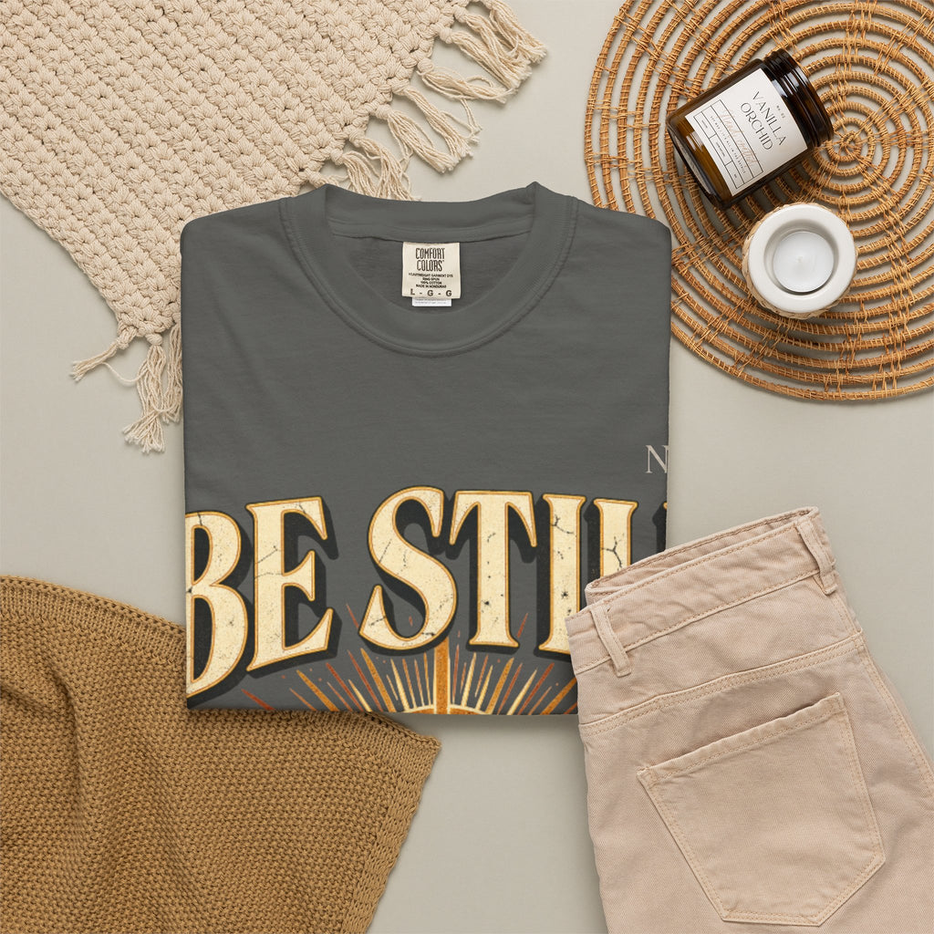 Be Still Mountain T-Shirt — Psalm 46:10 Christian Graphic Tee