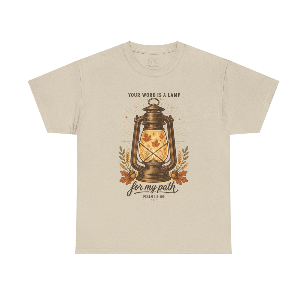 Bible Verse Lantern T-Shirt — "Your Word Is a Lamp for My Path" Christian Tee