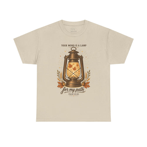 Bible Verse Lantern T-Shirt — "Your Word Is a Lamp for My Path" Christian Tee