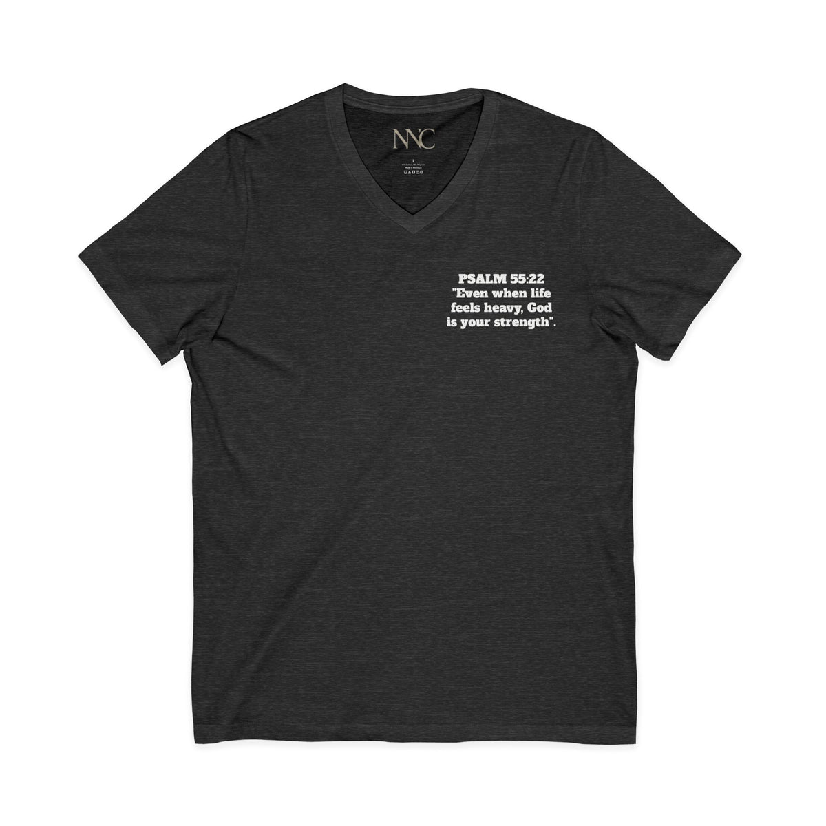 Christian V-Neck Tee — "Yahweh Will Manifest Himself" Psalm 55:22 Inspirational Shirt