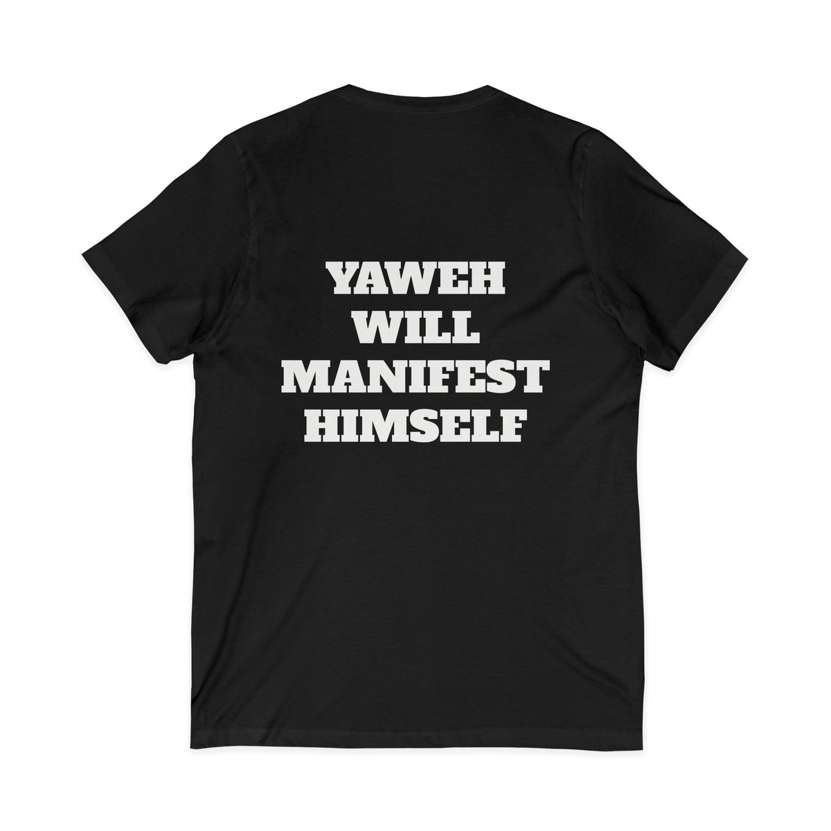 Christian V-Neck Tee — "Yahweh Will Manifest Himself" Psalm 55:22 Inspirational Shirt
