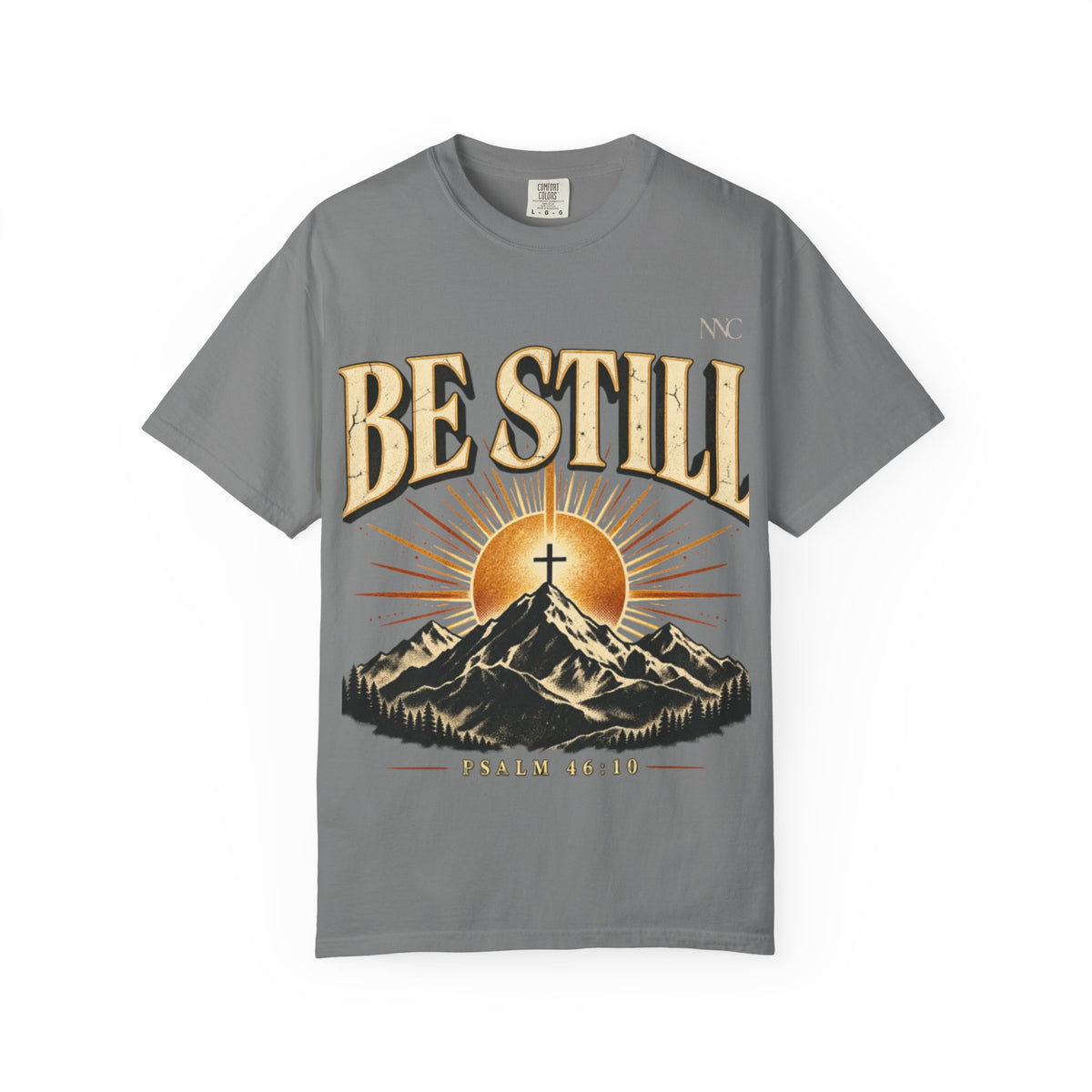 Be Still Mountain T-Shirt — Psalm 46:10 Christian Graphic Tee