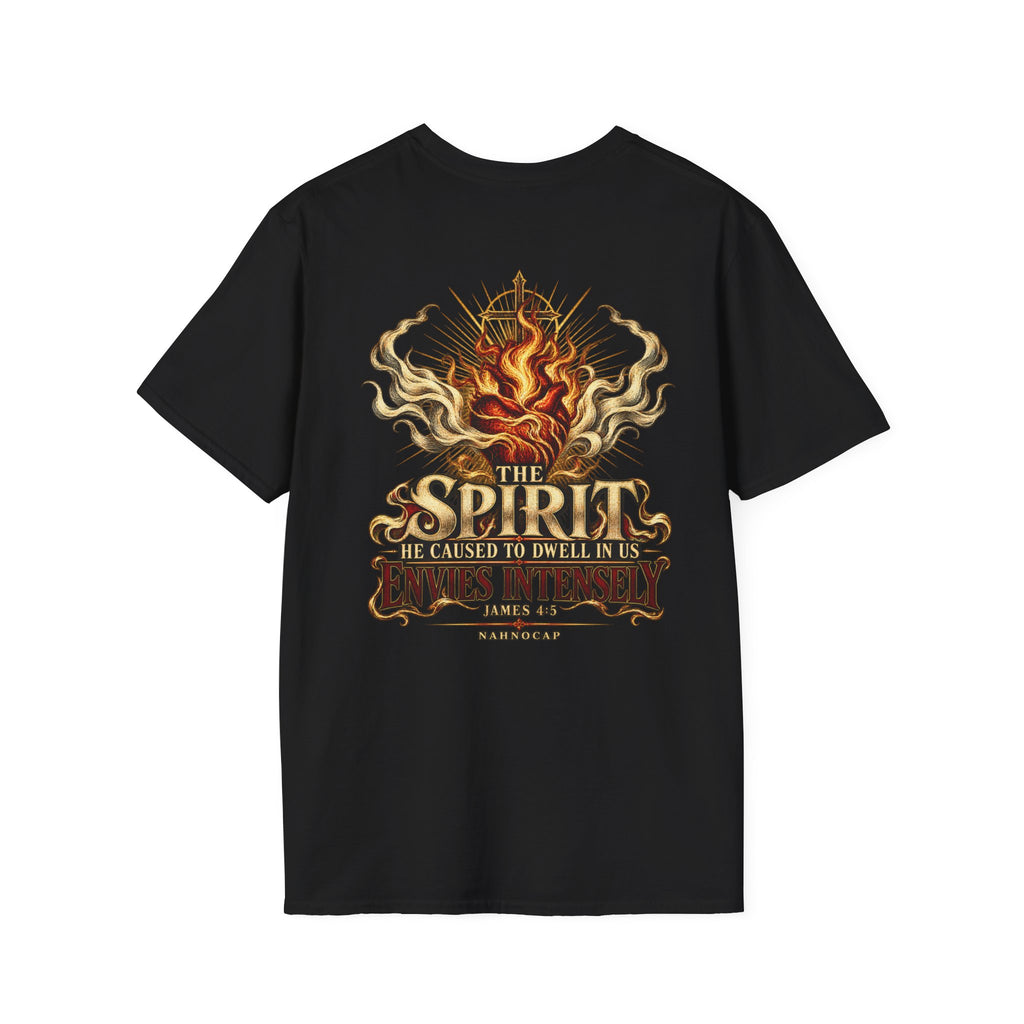 Christian T-Shirt — "Nahnhcap" & "The Spirit He Caused to Dwell in Us" Graphic Tee (James 4:5)