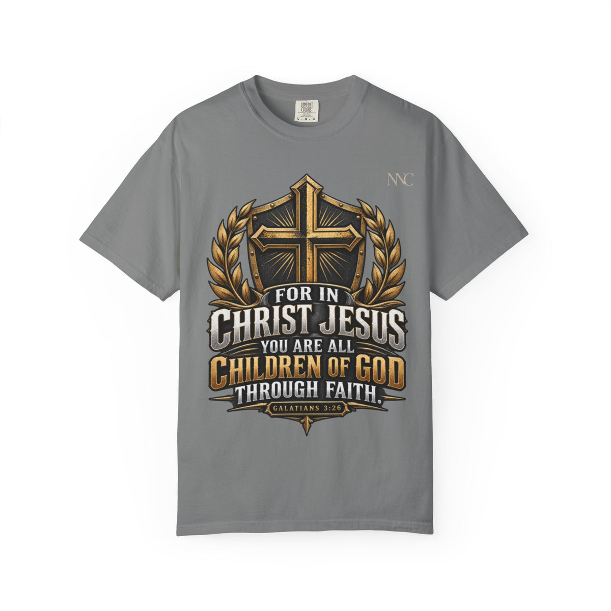 Christian Cross T‑Shirt — "For in Christ Jesus You Are All Children of God" Faith Shirt