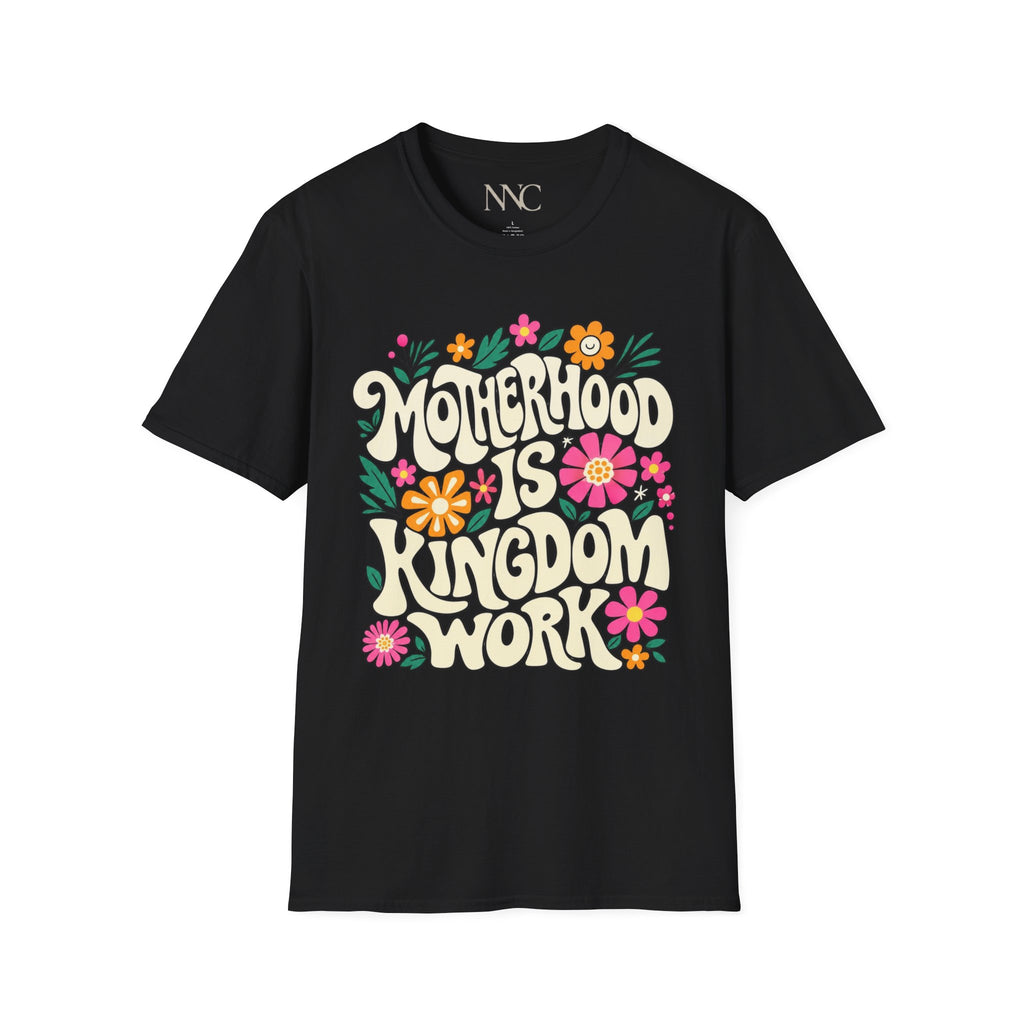 Motherhood Is Kingdom Work T-Shirt — Floral Christian Proverbs 31 Tee