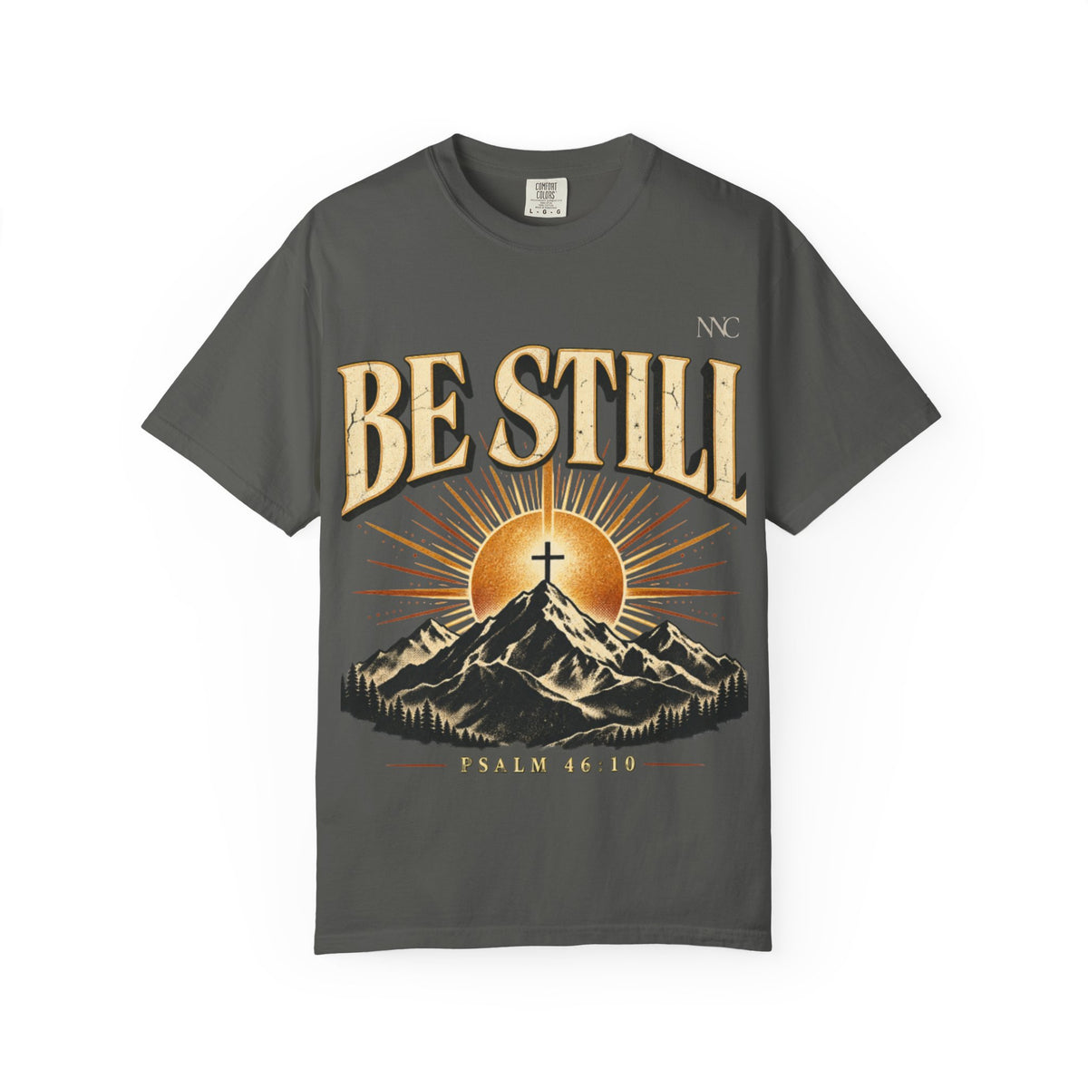 Be Still Mountain T-Shirt — Psalm 46:10 Christian Graphic Tee