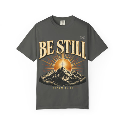 Be Still Mountain T-Shirt — Psalm 46:10 Christian Graphic Tee