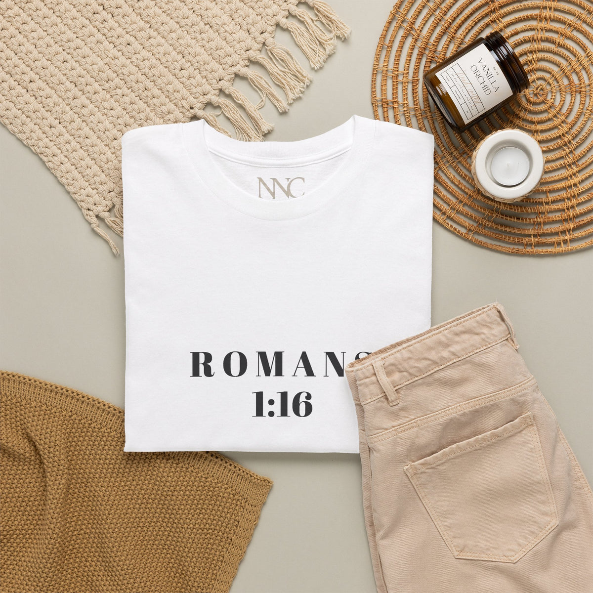 Christian T-Shirt — "Not Ashamed of the Gospel" (Romans 1:16)