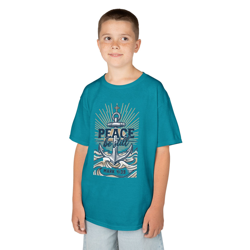 Kids Tee — "Peace Be Still" Anchor Nautical Graphic