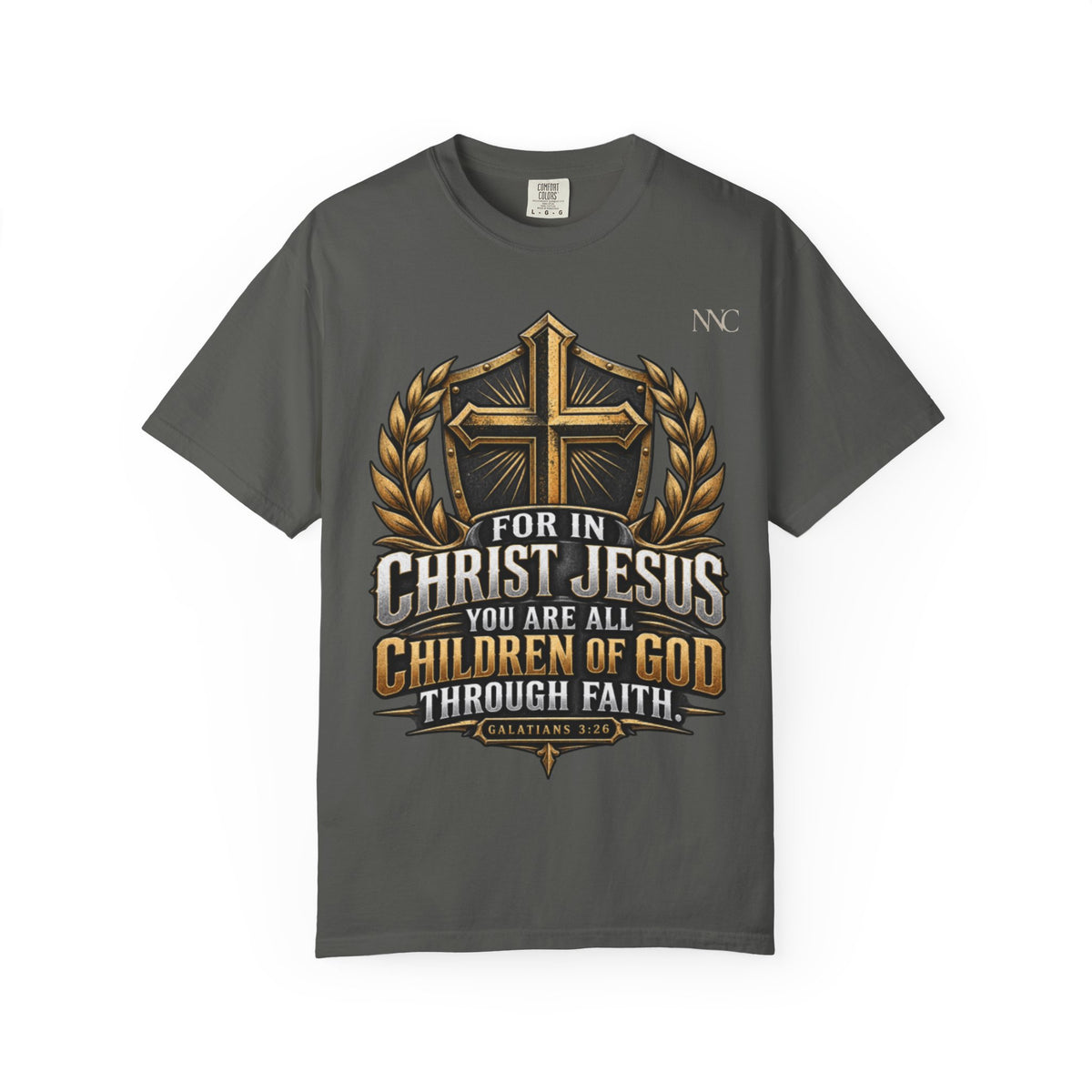 Christian Cross T‑Shirt — "For in Christ Jesus You Are All Children of God" Faith Shirt