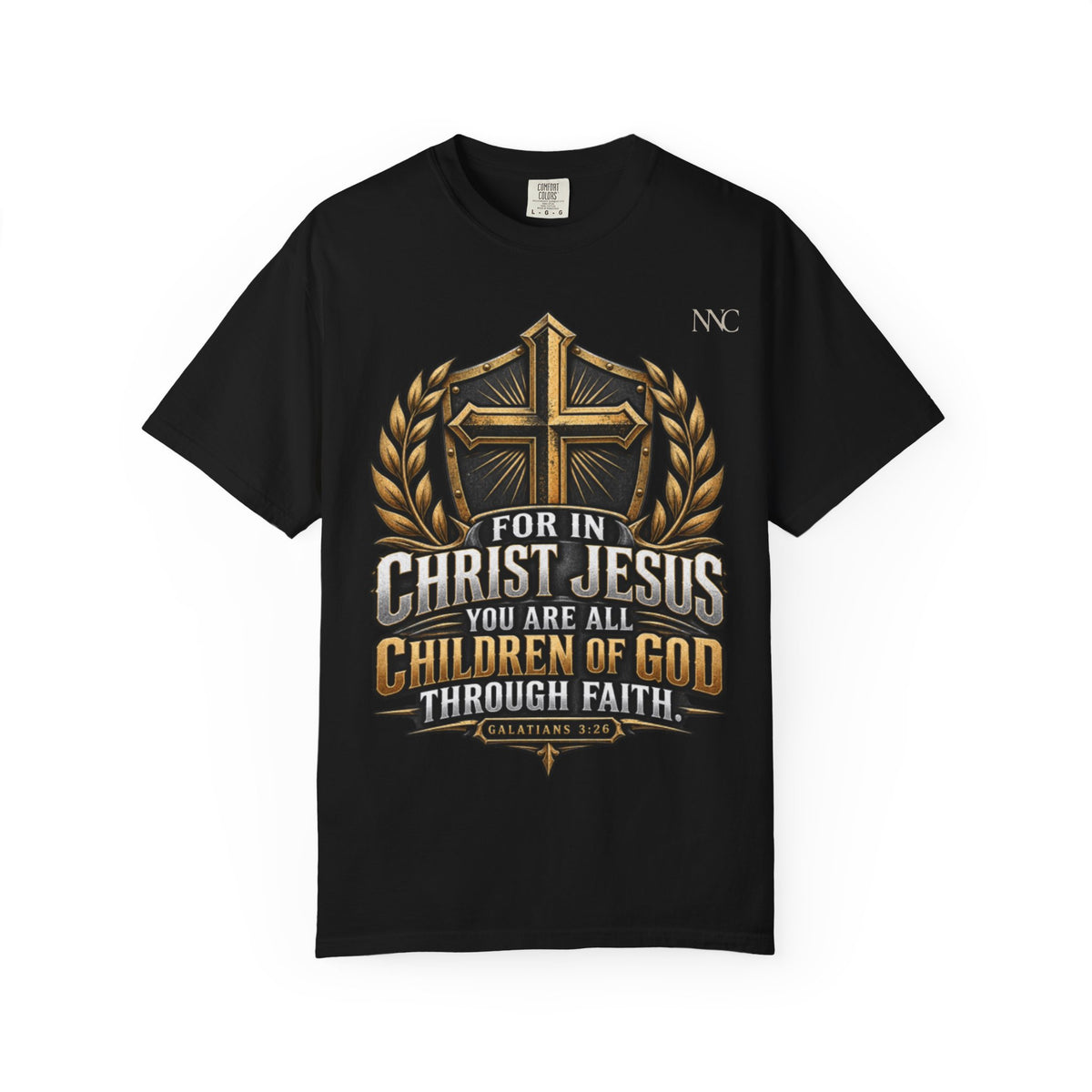 Christian Cross T‑Shirt — "For in Christ Jesus You Are All Children of God" Faith Shirt