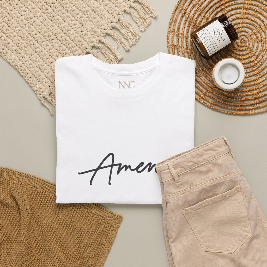 Amen Script Tee — “I am a daughter of the King” Back Silhouette Christian T‑Shirt
