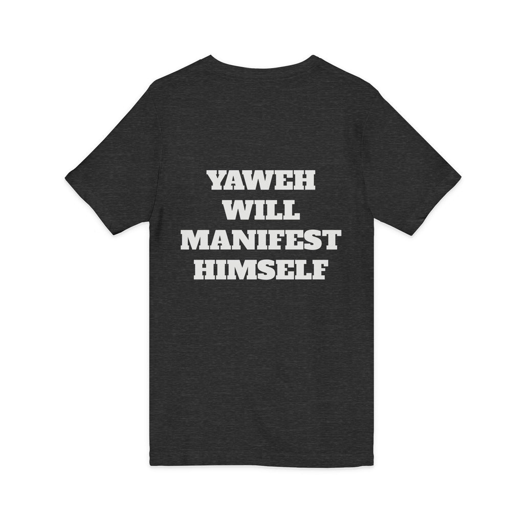 Christian V-Neck Tee — "Yahweh Will Manifest Himself" Psalm 55:22 Inspirational Shirt