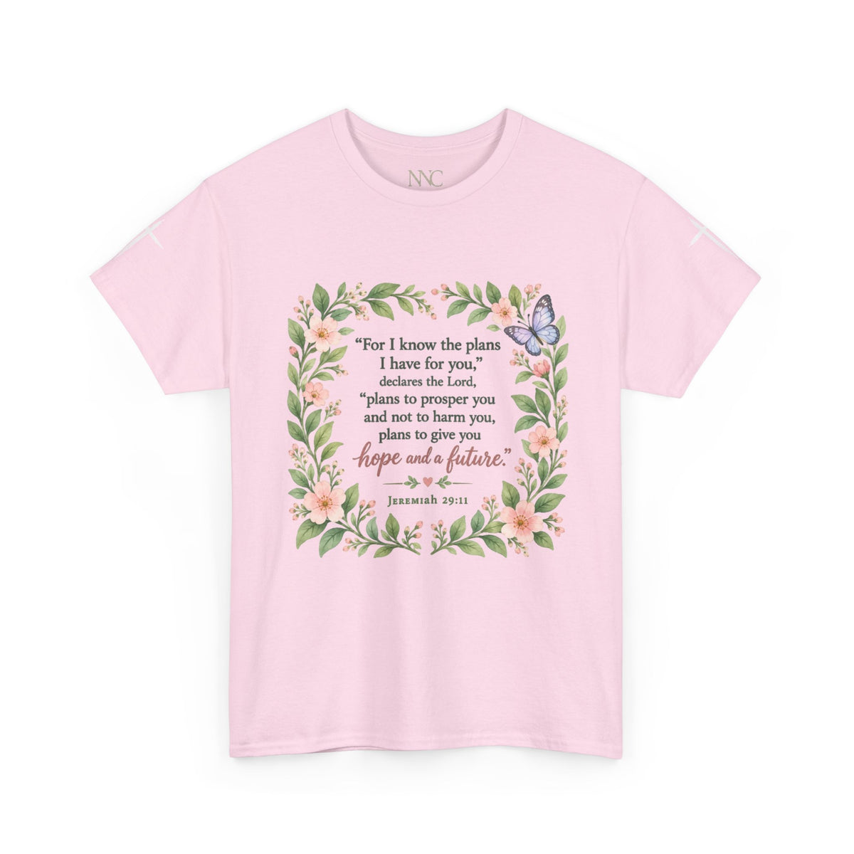 Bloom in His Promises Butterfly Tee — Inspirational Christian Scripture Shirt