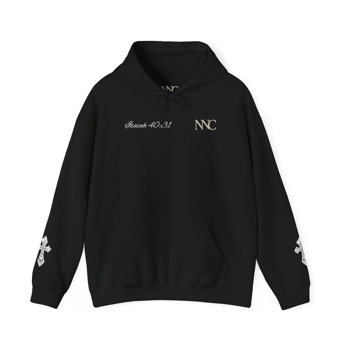 Faith Hoodie — "The Wait Is Not Wasted" Christian Pullover (Cross Sleeve Design)