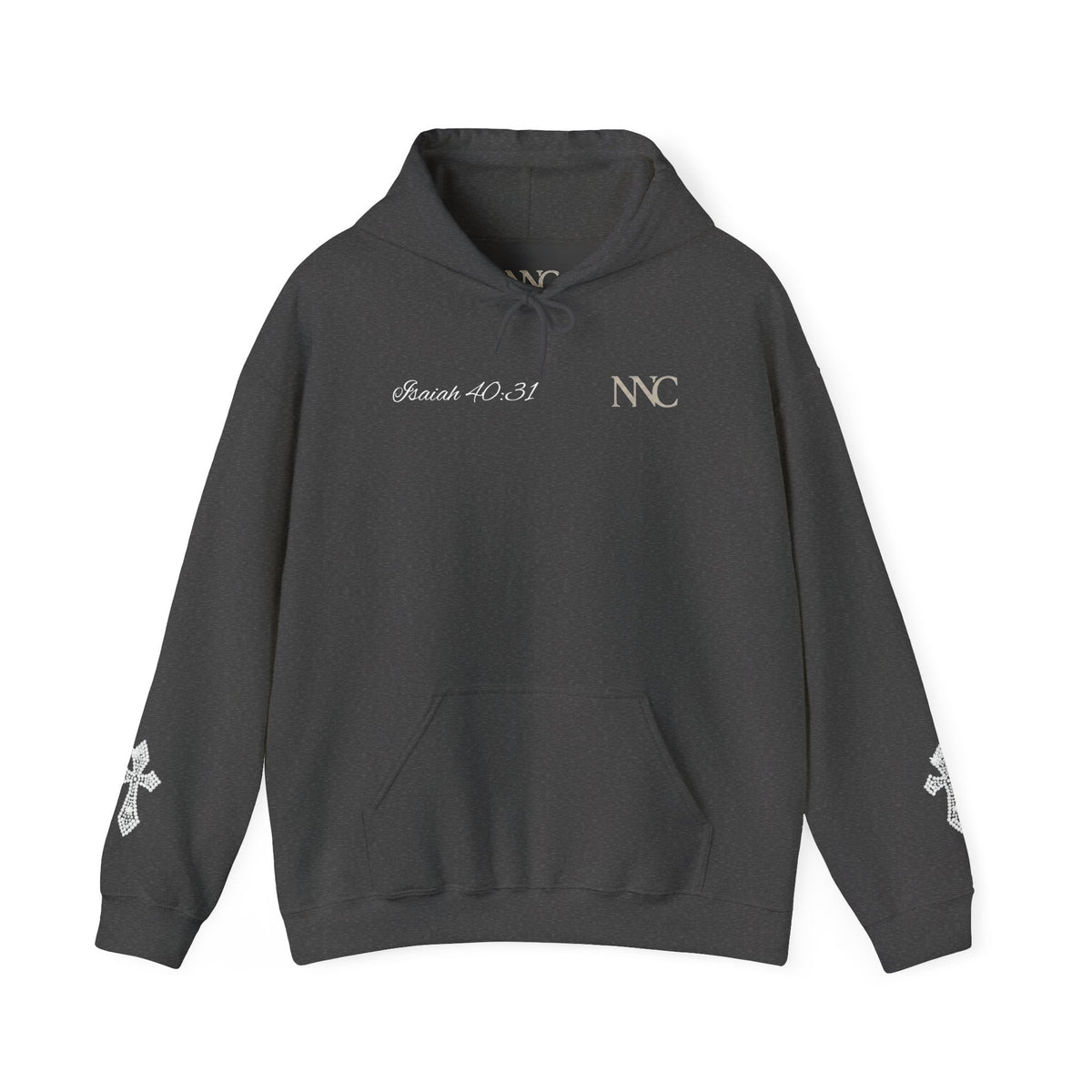 Faith Hoodie — "The Wait Is Not Wasted" Christian Pullover (Cross Sleeve Design)