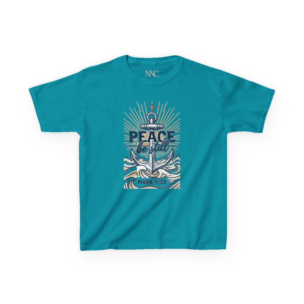 Kids Tee — "Peace Be Still" Anchor Nautical Graphic