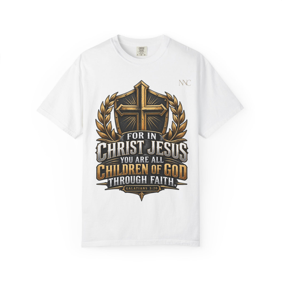 Christian Cross T‑Shirt — "For in Christ Jesus You Are All Children of God" Faith Shirt