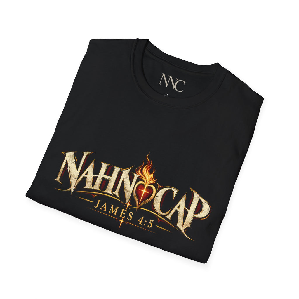 Christian T-Shirt — "Nahnhcap" & "The Spirit He Caused to Dwell in Us" Graphic Tee (James 4:5)