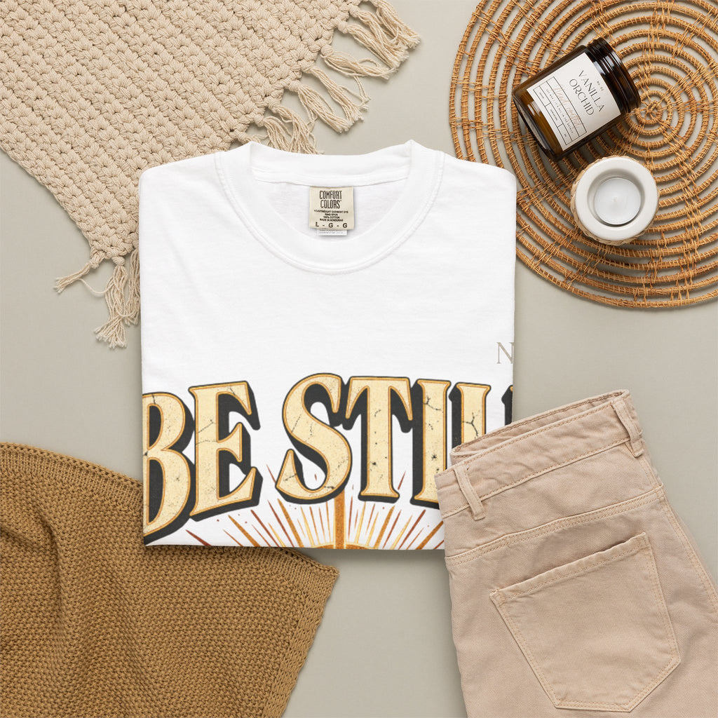 Be Still Mountain T-Shirt — Psalm 46:10 Christian Graphic Tee