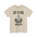 Cast Your Cares Upon Him T‑Shirt — Christian Fishing Faith Tee (1 Peter 5:7)