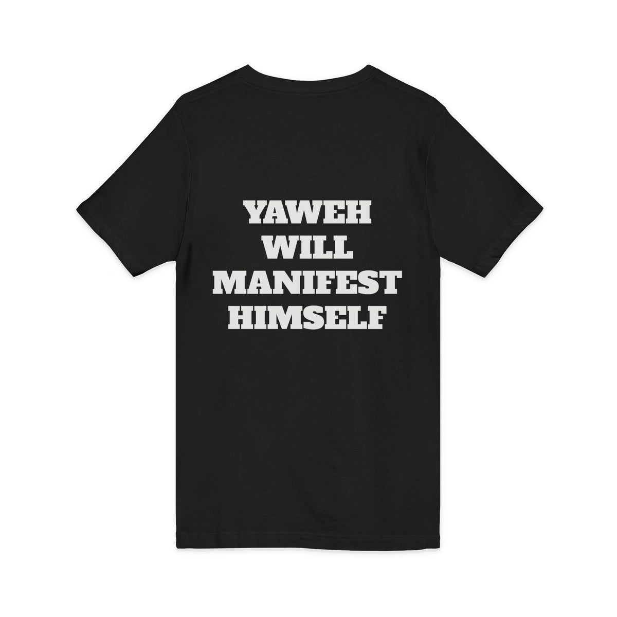 Christian V-Neck Tee — "Yahweh Will Manifest Himself" Psalm 55:22 Inspirational Shirt