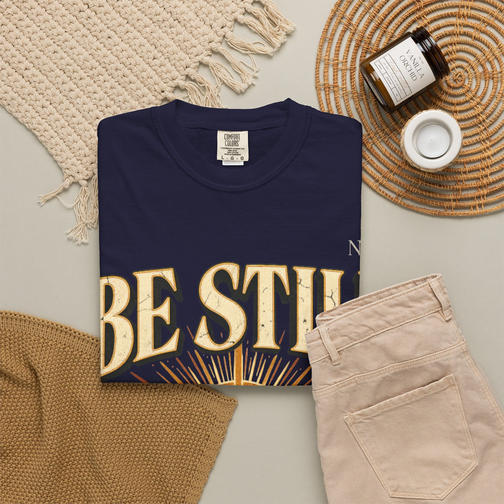 Be Still Mountain T-Shirt — Psalm 46:10 Christian Graphic Tee